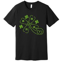 Shamrock Stethoscope Clover St Patricks Day Nurse RN Irish Premium T-Shirt