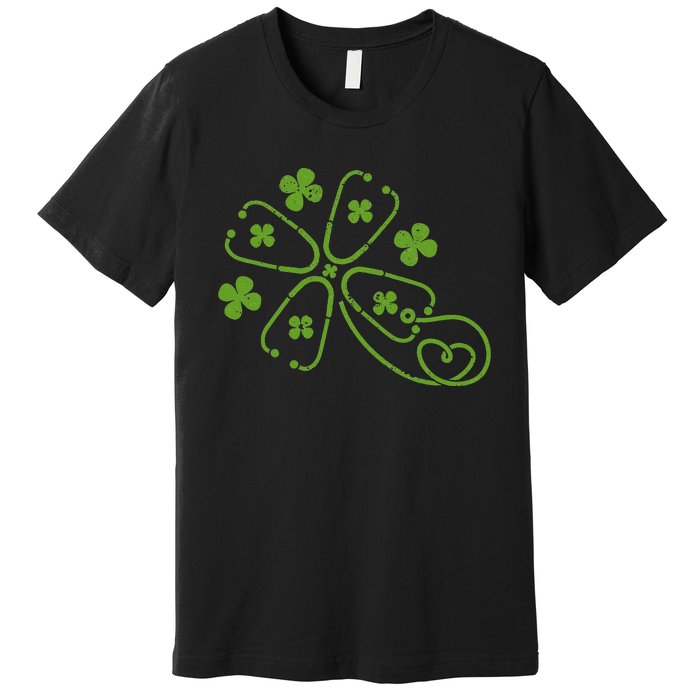 Shamrock Stethoscope Clover St Patricks Day Nurse RN Irish Premium T-Shirt