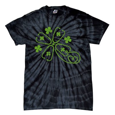 Shamrock Stethoscope Clover St Patricks Day Nurse RN Irish Tie-Dye T-Shirt