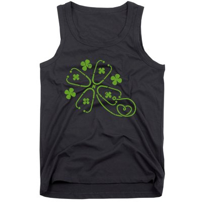 Shamrock Stethoscope Clover St Patricks Day Nurse RN Irish Tank Top