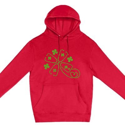 Shamrock Stethoscope Clover St Patricks Day Nurse RN Irish Premium Pullover Hoodie