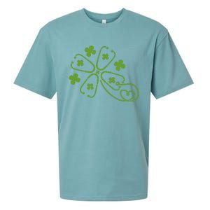 Shamrock Stethoscope Clover St Patricks Day Nurse RN Irish Sueded Cloud Jersey T-Shirt