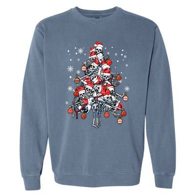 Sugar Skull Christmas Tree Skeleton Santa Hat Xmas Vibes Gift Garment-Dyed Sweatshirt