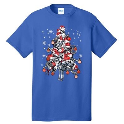 Sugar Skull Christmas Tree Skeleton Santa Hat Xmas Vibes Gift Tall T-Shirt