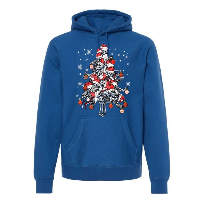 Sugar Skull Christmas Tree Skeleton Santa Hat Xmas Vibes Gift Premium Hoodie