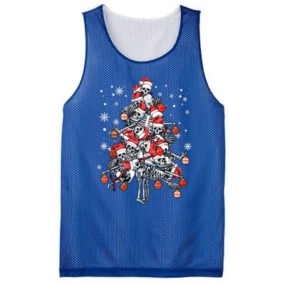 Sugar Skull Christmas Tree Skeleton Santa Hat Xmas Vibes Gift Mesh Reversible Basketball Jersey Tank