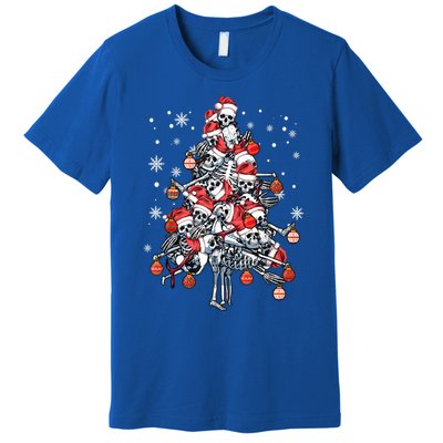 Sugar Skull Christmas Tree Skeleton Santa Hat Xmas Vibes Gift Premium T-Shirt