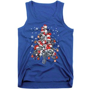 Sugar Skull Christmas Tree Skeleton Santa Hat Xmas Vibes Gift Tank Top