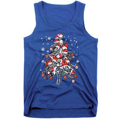 Sugar Skull Christmas Tree Skeleton Santa Hat Xmas Vibes Gift Tank Top