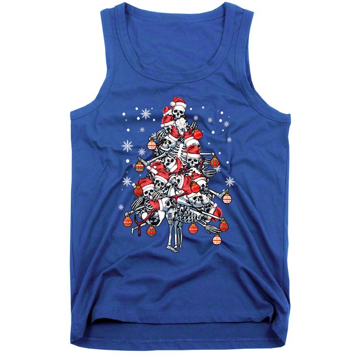 Sugar Skull Christmas Tree Skeleton Santa Hat Xmas Vibes Gift Tank Top