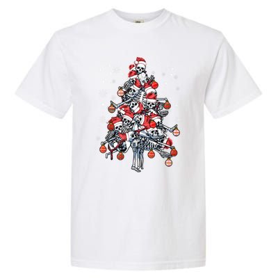 Sugar Skull Christmas Tree Skeleton Santa Hat Xmas Vibes Gift Garment-Dyed Heavyweight T-Shirt