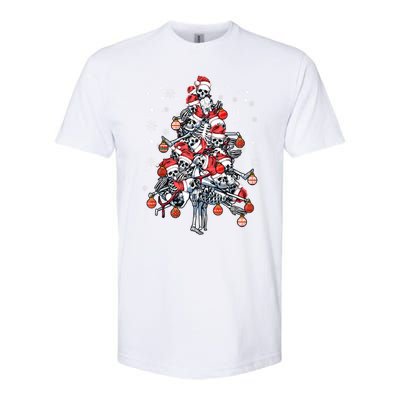 Sugar Skull Christmas Tree Skeleton Santa Hat Xmas Vibes Gift Softstyle CVC T-Shirt