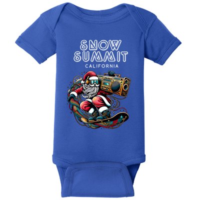 Snow Summit California Cool Snowboard Christmas Santa Gift Baby Bodysuit