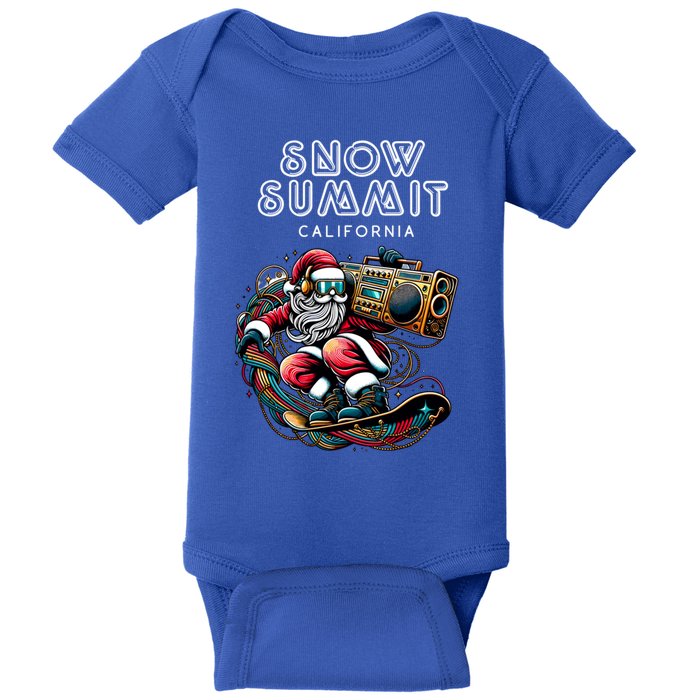 Snow Summit California Cool Snowboard Christmas Santa Gift Baby Bodysuit