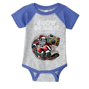 Snow Summit California Cool Snowboard Christmas Santa Gift Infant Baby Jersey Bodysuit