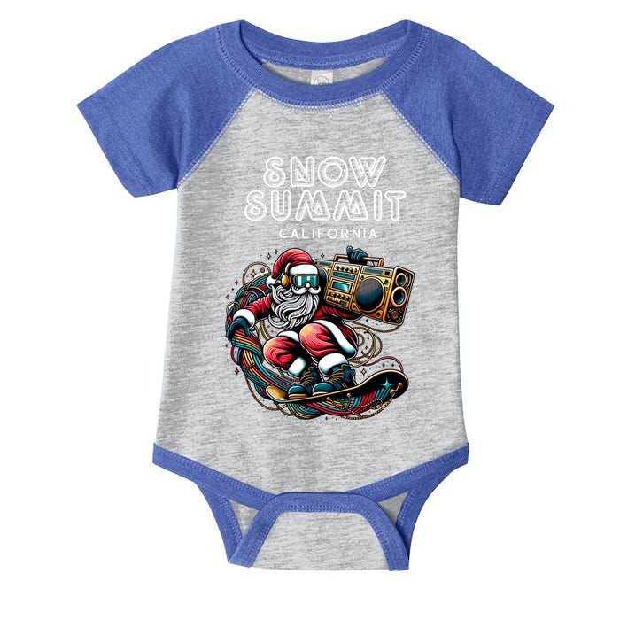 Snow Summit California Cool Snowboard Christmas Santa Gift Infant Baby Jersey Bodysuit