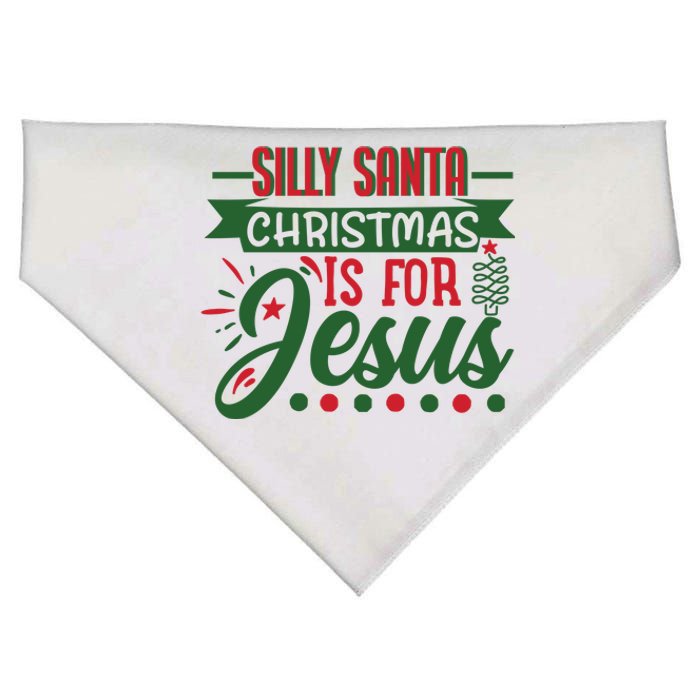 Silly Santa Christmas Is For Jesus Holiday USA-Made Doggie Bandana