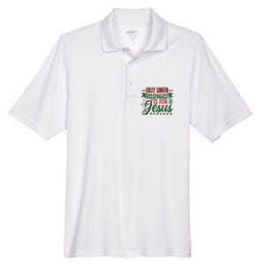 Silly Santa Christmas Is For Jesus Holiday Men's Origin Performance Pique Polo