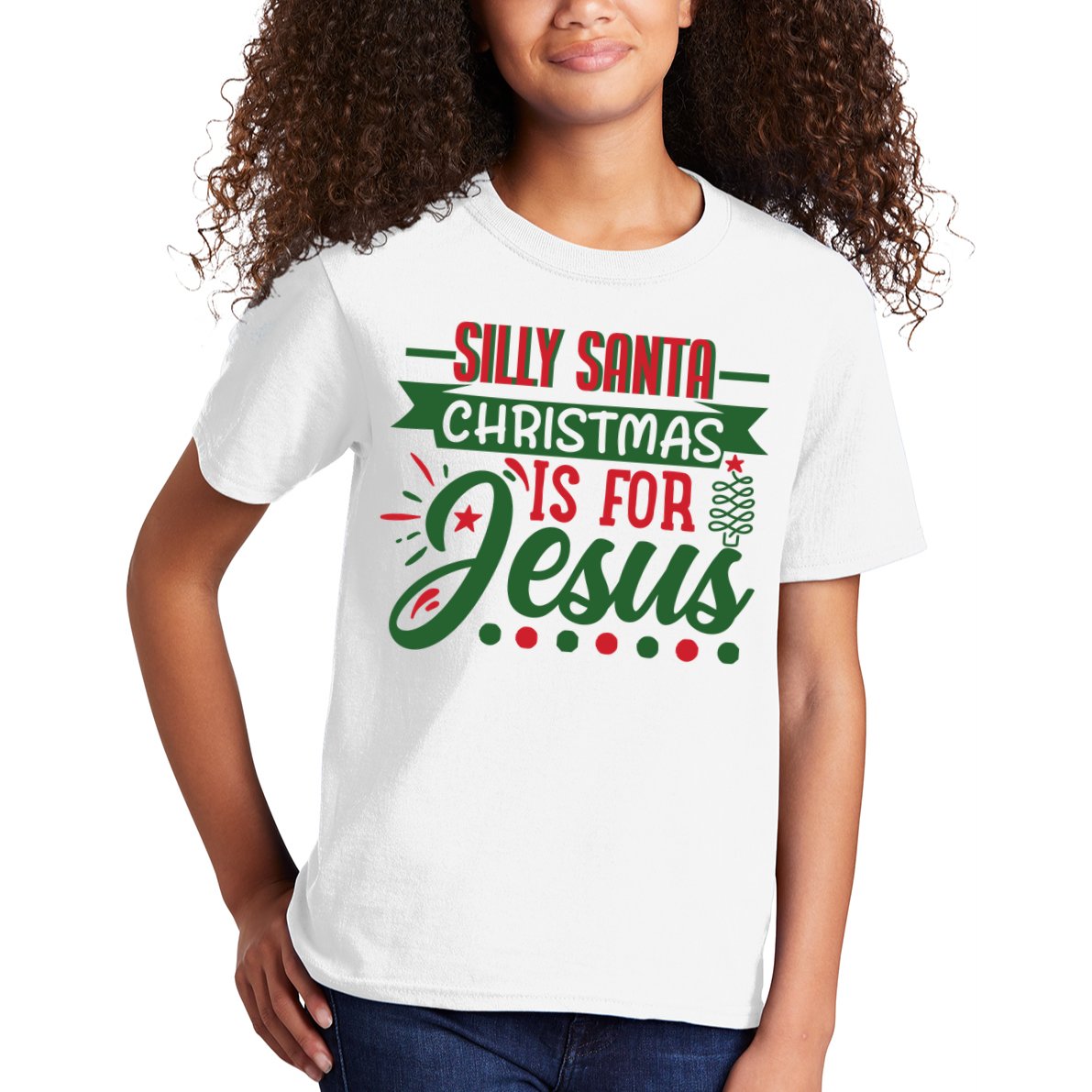 Silly Santa Christmas Is For Jesus Holiday Kids T-Shirt