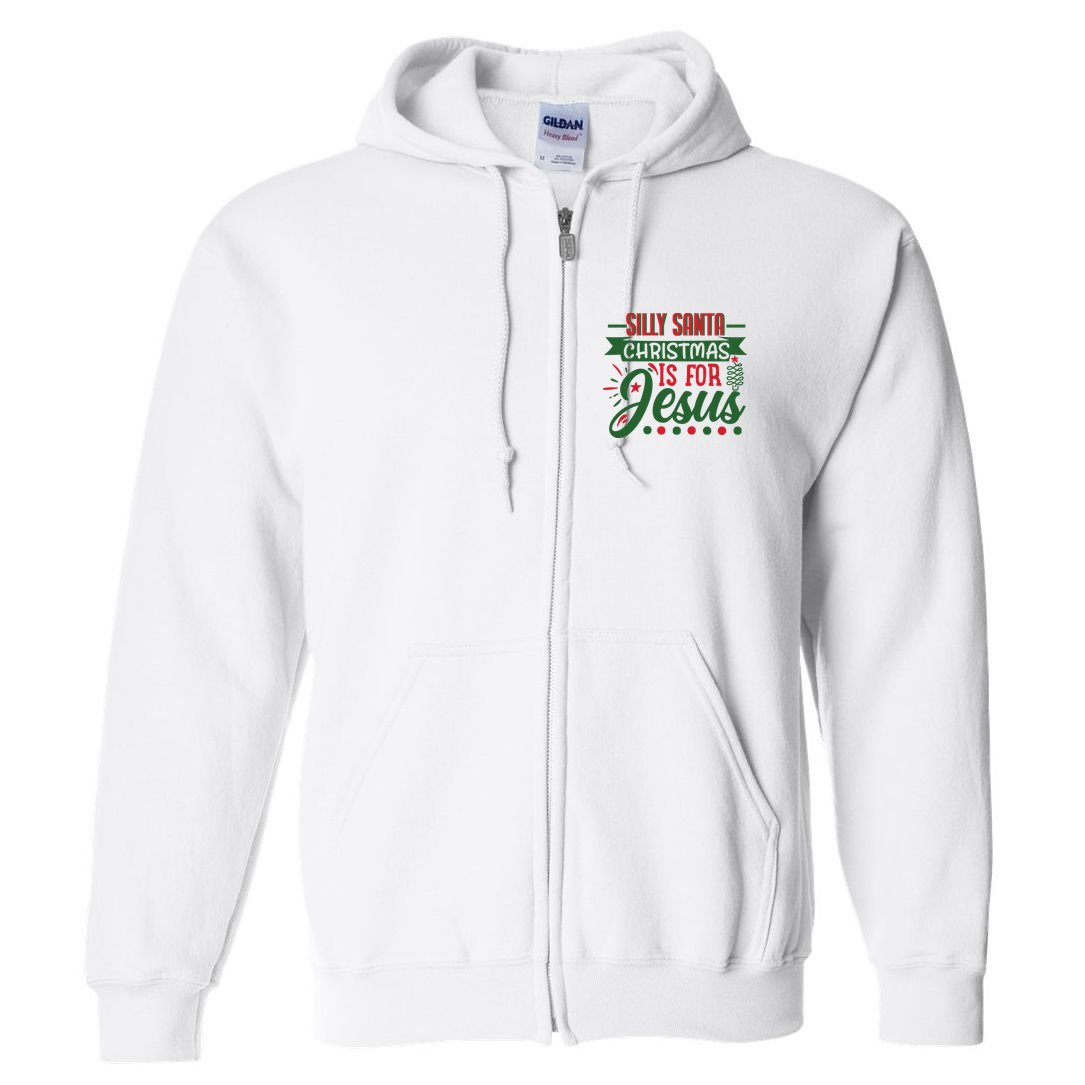 Silly Santa Christmas Is For Jesus Holiday Full Zip Hoodie