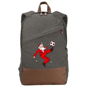 Soccer Santa Christmas Boys Sport Player Xmas Pajamas Funny Gift Cotton Canvas Backpack