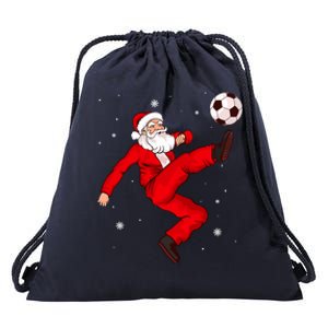 Soccer Santa Christmas Boys Sport Player Xmas Pajamas Funny Gift Drawstring Bag