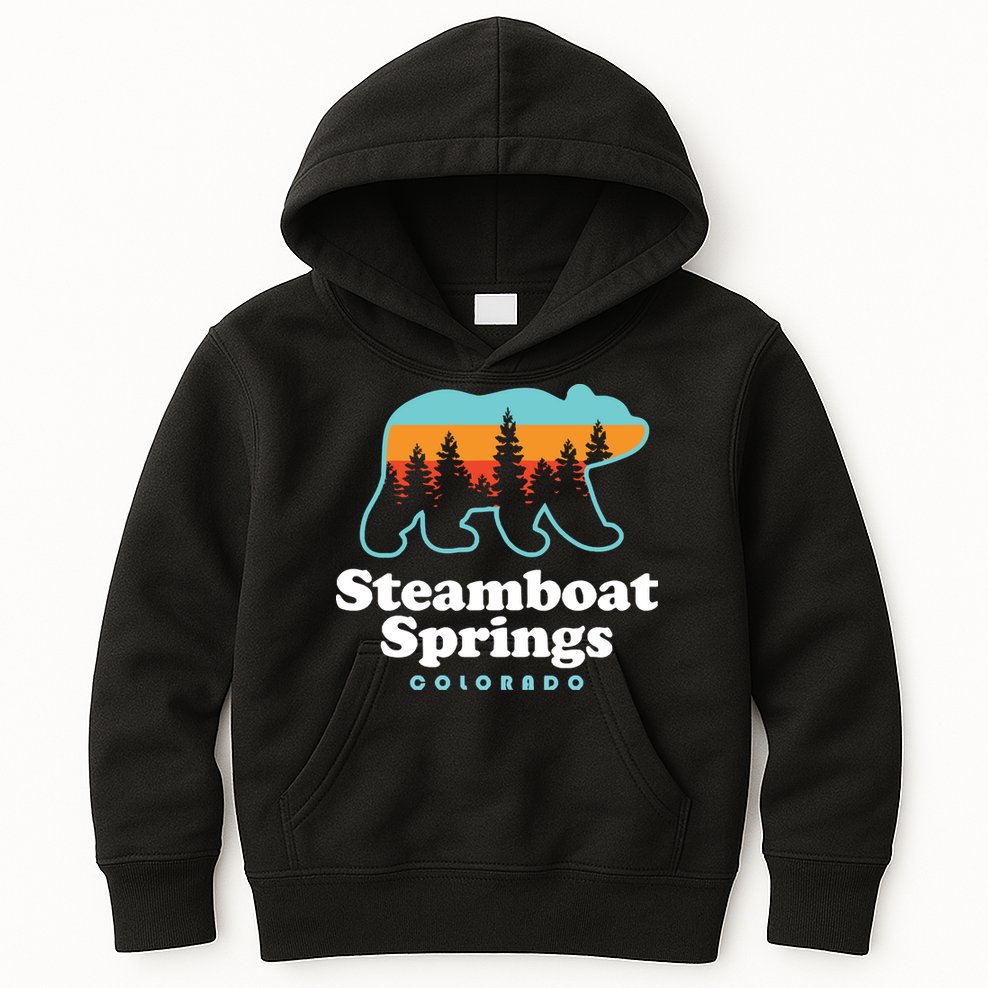 Steamboat Springs Colorado Bear Mountain Skiing Kids Hoodie