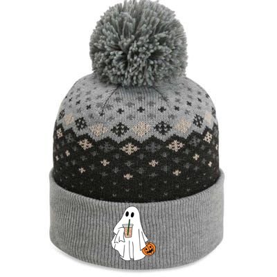 Spooky Season Cute Little Ghost Ice Coffee Halloween Costume Cool Gift The Baniff Cuffed Pom Beanie