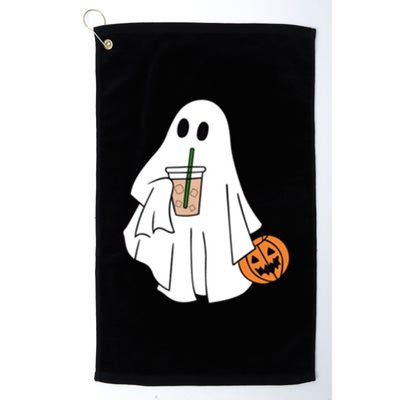 Spooky Season Cute Little Ghost Ice Coffee Halloween Costume Cool Gift Platinum Collection Golf Towel