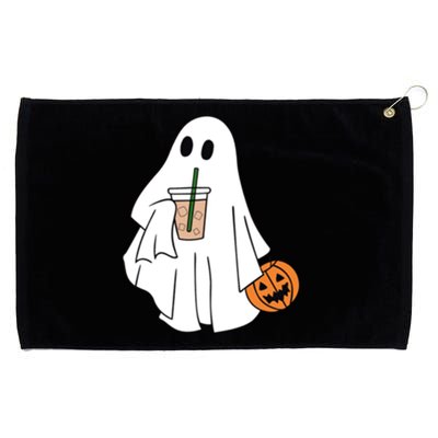 Spooky Season Cute Little Ghost Ice Coffee Halloween Costume Cool Gift Grommeted Golf Towel