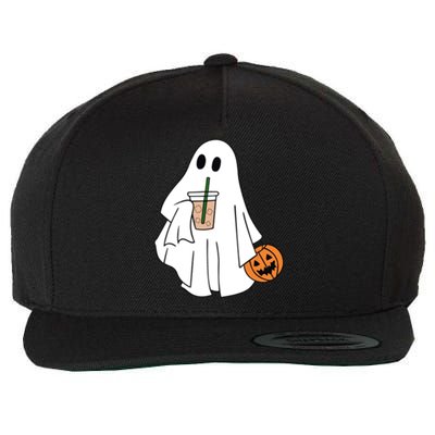 Spooky Season Cute Little Ghost Ice Coffee Halloween Costume Cool Gift Wool Snapback Cap