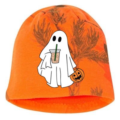 Spooky Season Cute Little Ghost Ice Coffee Halloween Costume Cool Gift Kati - Camo Knit Beanie