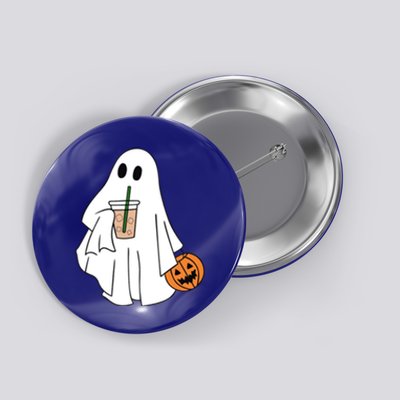 Spooky Season Cute Little Ghost Ice Coffee Halloween Costume Cool Gift Button