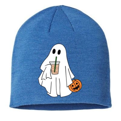 Spooky Season Cute Little Ghost Ice Coffee Halloween Costume Cool Gift Sustainable Beanie