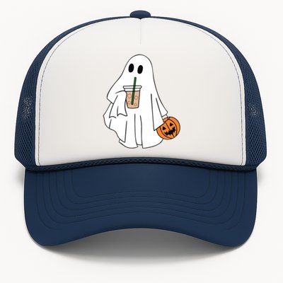 Spooky Season Cute Little Ghost Ice Coffee Halloween Costume Cool Gift Trucker Hat