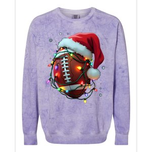 Santa Sports Christmas Football Player Colorblast Crewneck Sweatshirt