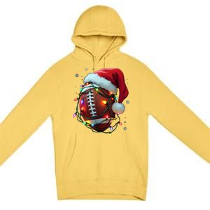 Santa Sports Christmas Football Player Premium Pullover Hoodie