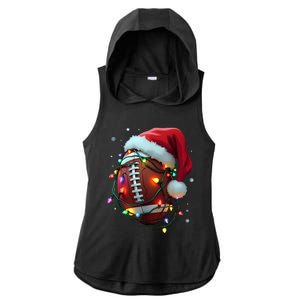 Santa Sports Christmas Football Player Ladies PosiCharge Tri-Blend Wicking Draft Hoodie Tank