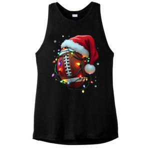 Santa Sports Christmas Football Player Ladies PosiCharge Tri-Blend Wicking Tank