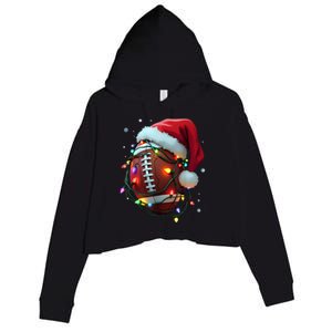 Santa Sports Christmas Football Player Crop Fleece Hoodie