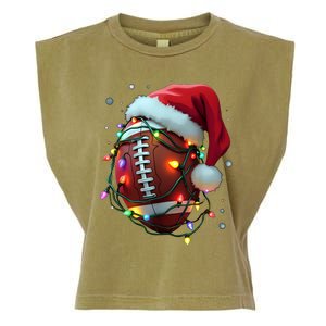 Santa Sports Christmas Football Player Garment-Dyed Women's Muscle Tee