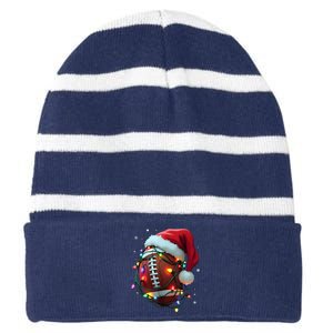 Santa Sports Christmas Football Player Striped Beanie with Solid Band