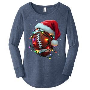 Santa Sports Christmas Football Player Women's Perfect Tri Tunic Long Sleeve Shirt