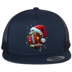 Santa Sports Christmas Football Player Flat Bill Trucker Hat