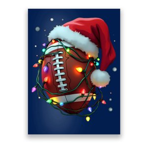 Santa Sports Christmas Football Player Poster