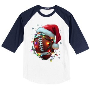 Santa Sports Christmas Football Player Baseball Sleeve Shirt