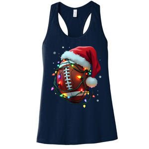 Santa Sports Christmas Football Player Women's Racerback Tank