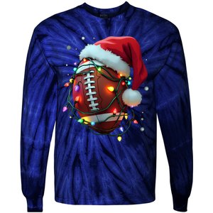 Santa Sports Christmas Football Player Tie-Dye Long Sleeve Shirt