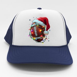 Santa Sports Christmas Football Player Trucker Hat