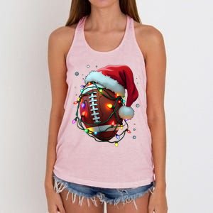 Santa Sports Christmas Football Player Women's Knotted Racerback Tank